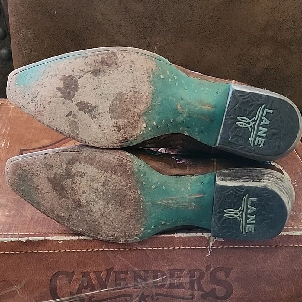 Lane Spring Flower Western Boots Size 9.5M - Picture 5 of 12
